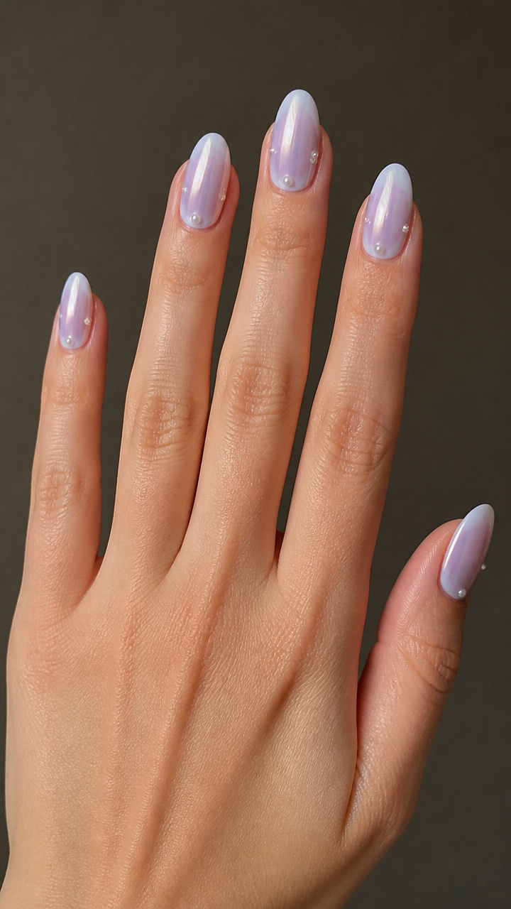 Icy Lavender With Pearl Studded Corners