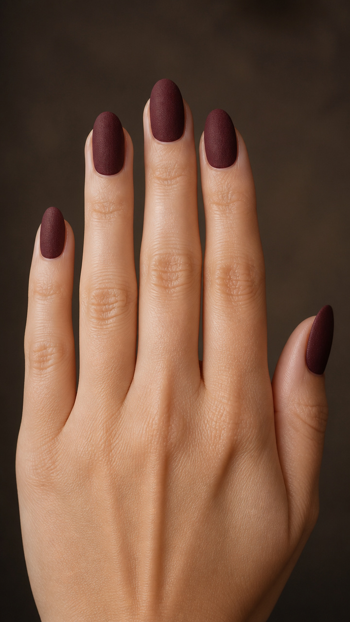 Oxblood Red With Suede Texture Top Coat