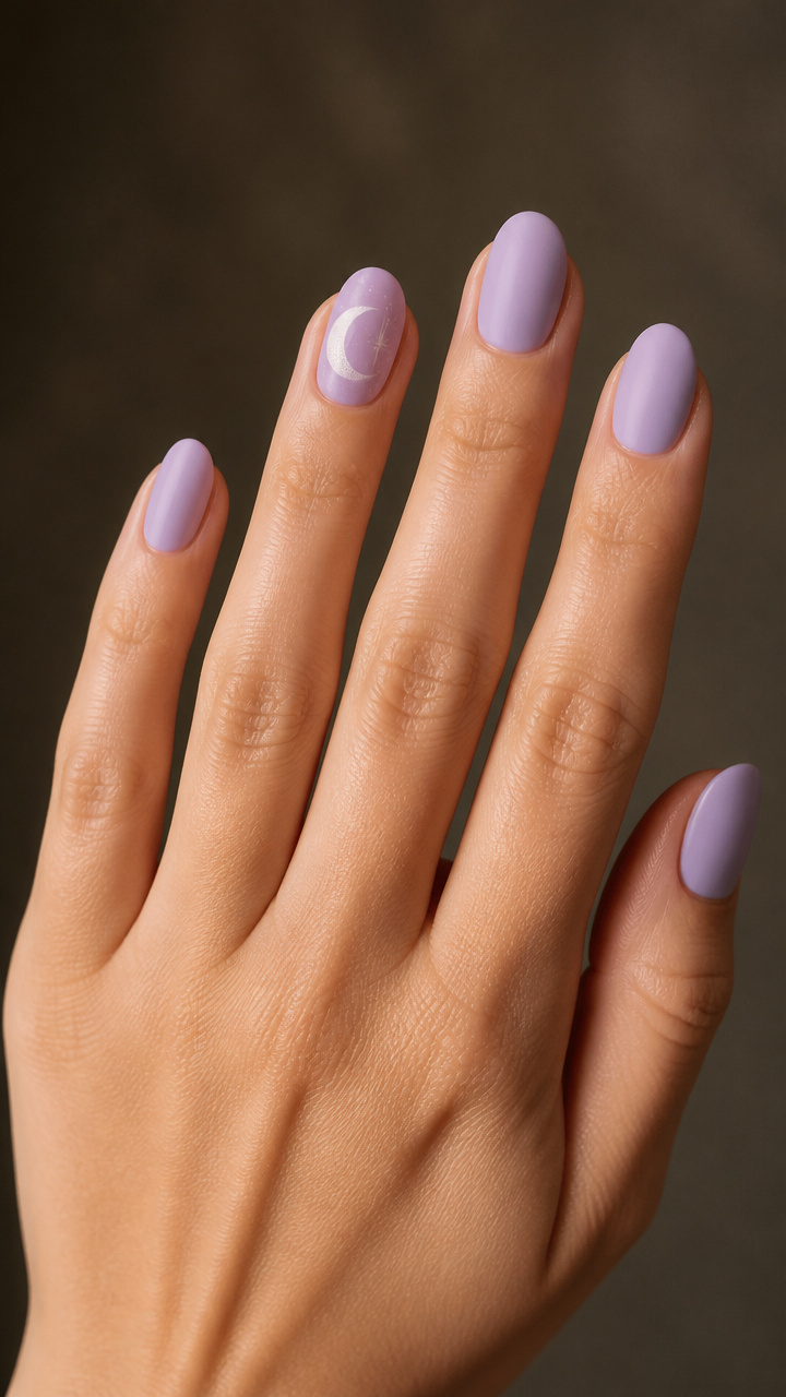 Pale Lilac With Frosted Moon Design