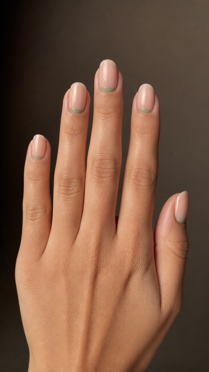 Negative Space Half-Moon with Soft Sage Line