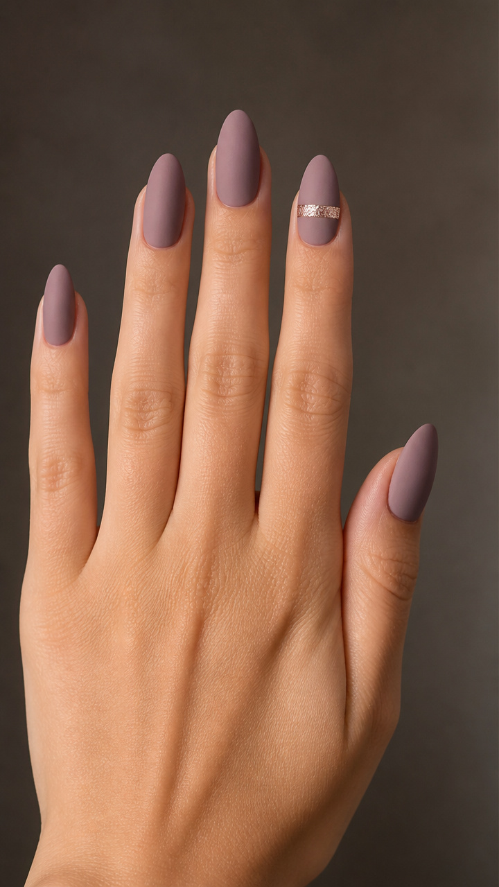 Dusty Mauve with One Glitter Band Accent