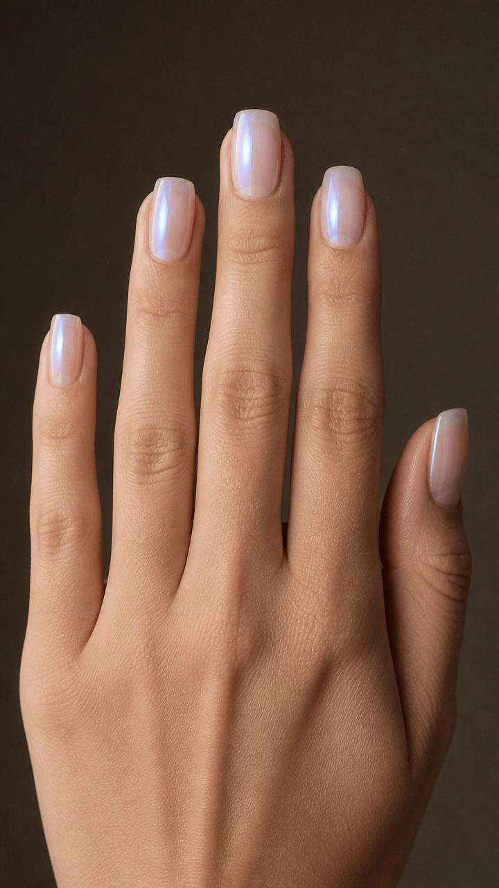 Icy Translucent Gloss Over Natural Nail