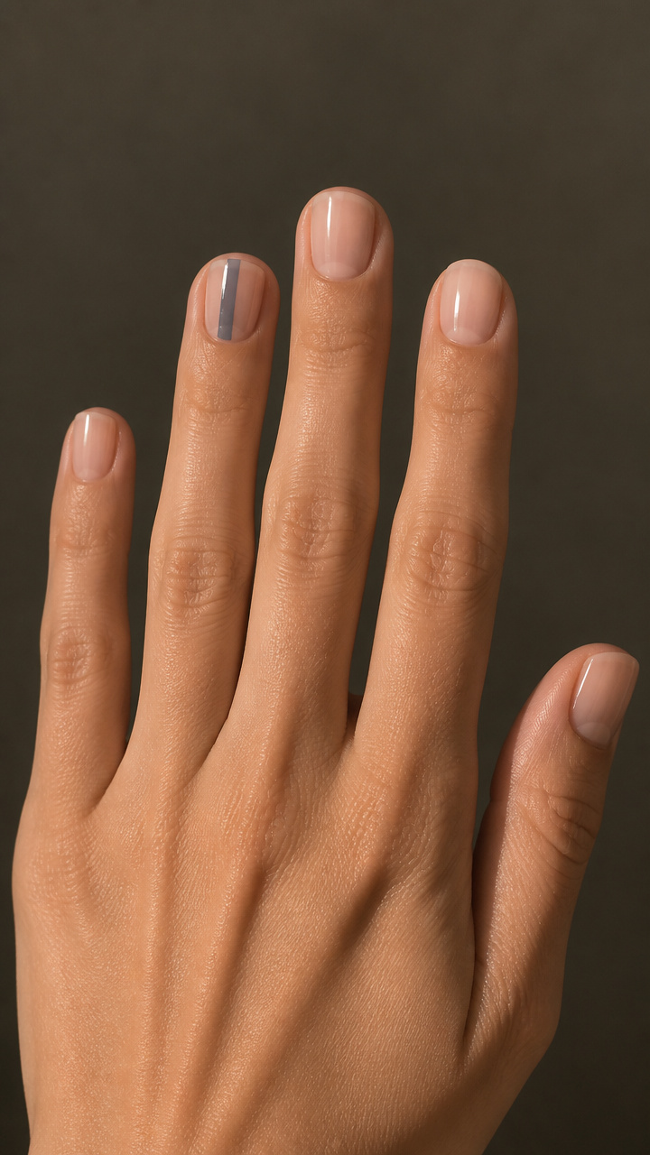 Slate Blue Minimalist Stripe on Ring Finger