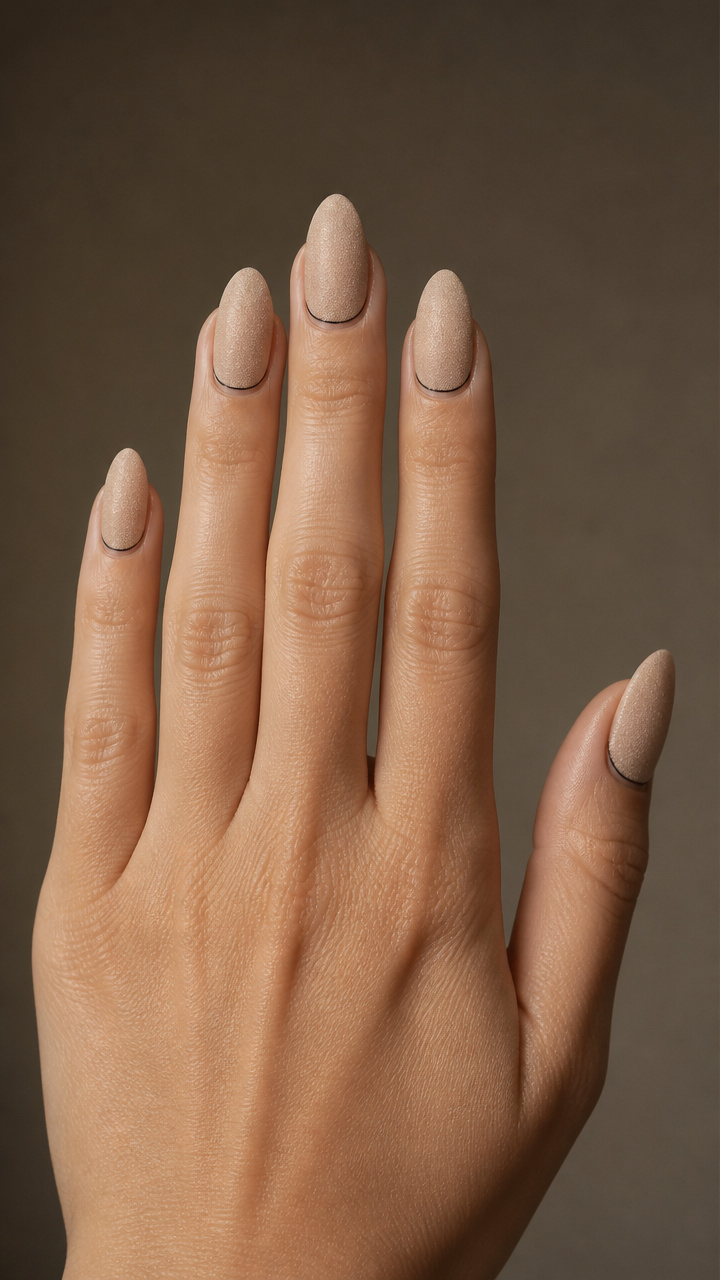 Nude Sand Effect with Minimalist Cuticle Rim