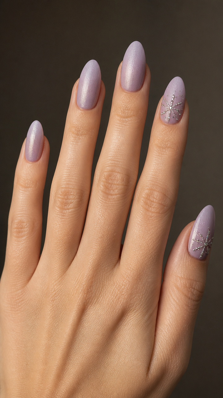 Frosted Lavender with Micro Rhinestone Snowflakes