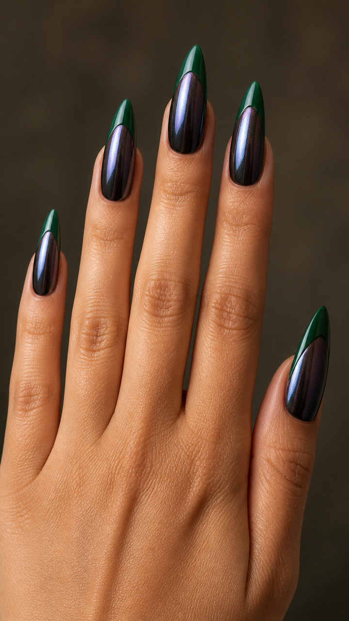 Black Chrome X with Glossy Emerald Tips