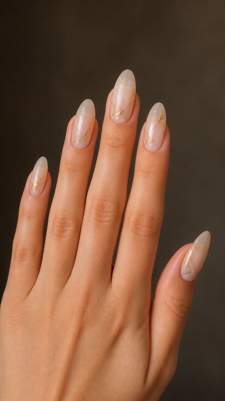 Gold Leaf Accents on Translucent Milky Base