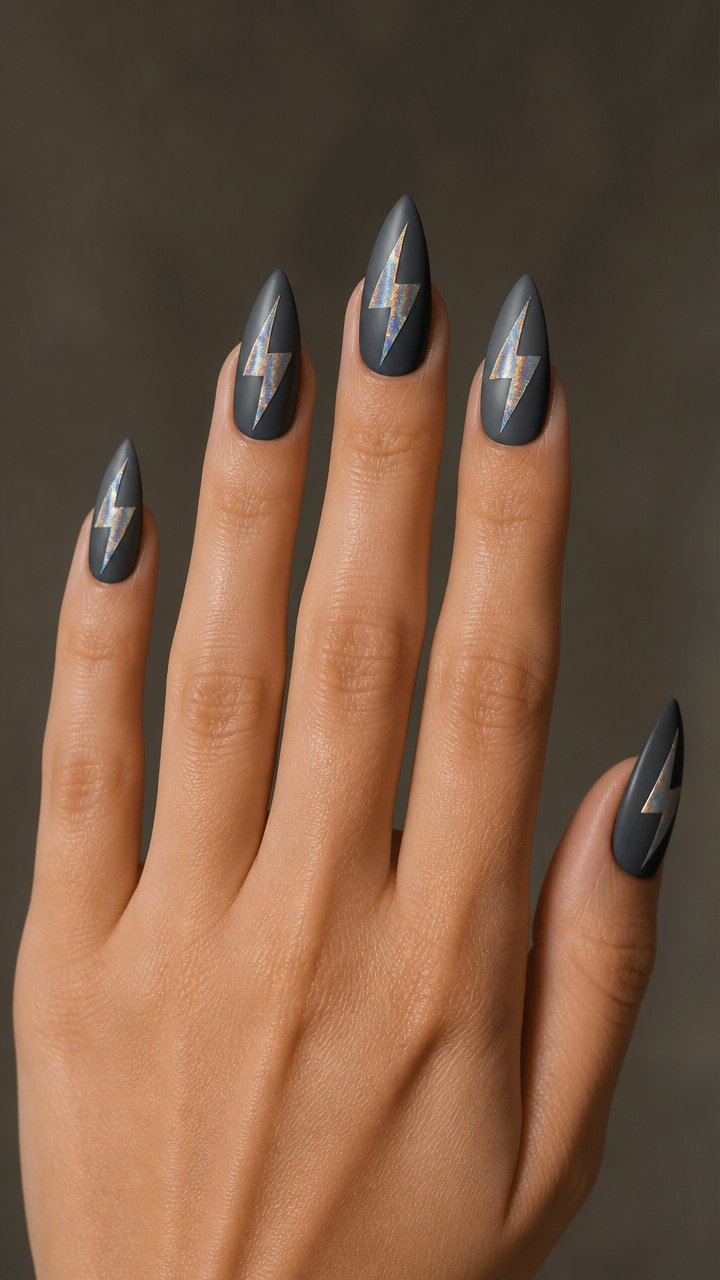 Gunmetal Gray with Holographic Lightning Bolt
