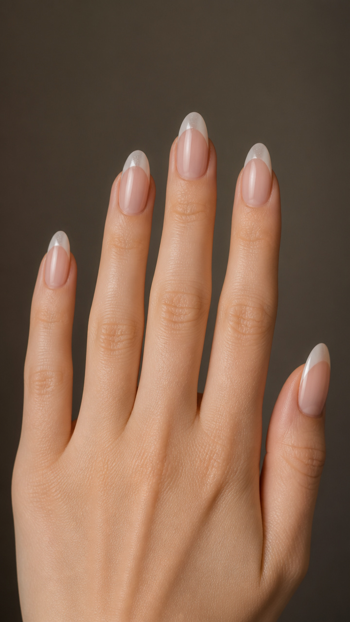 Blush Beige Almond with Frosted Tips