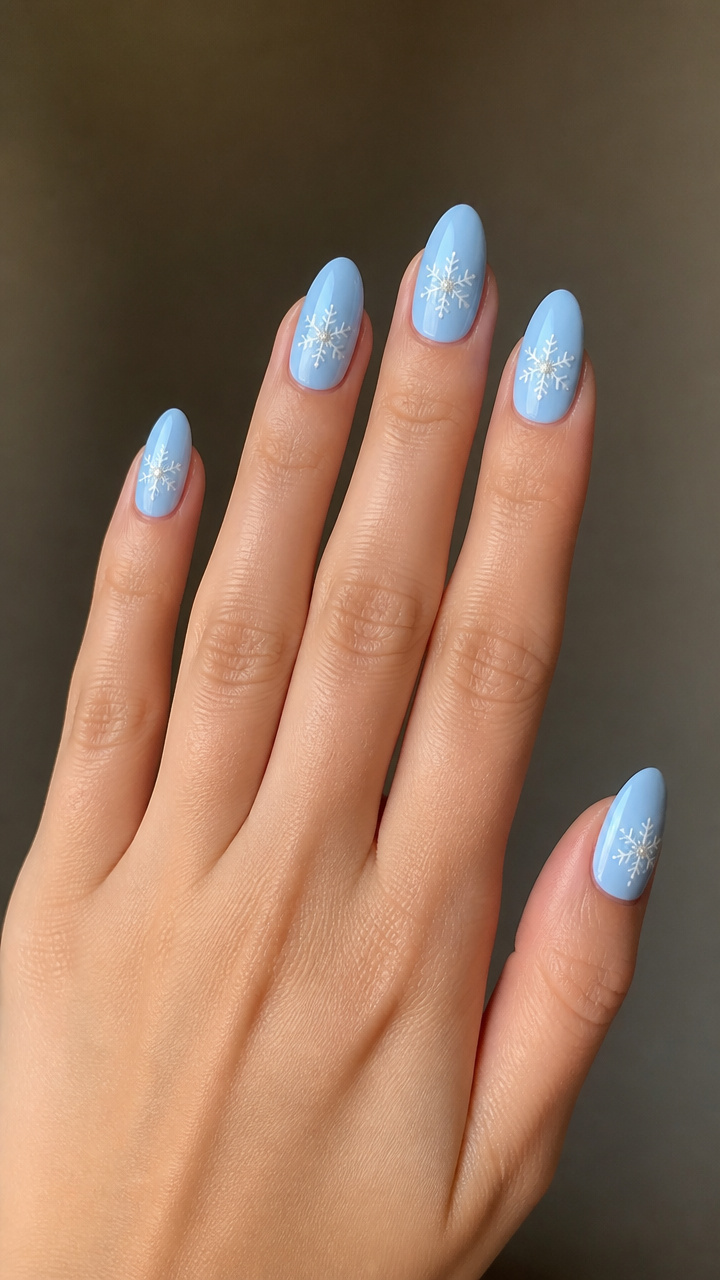 Baby Blue Minimalist Snowflake Art