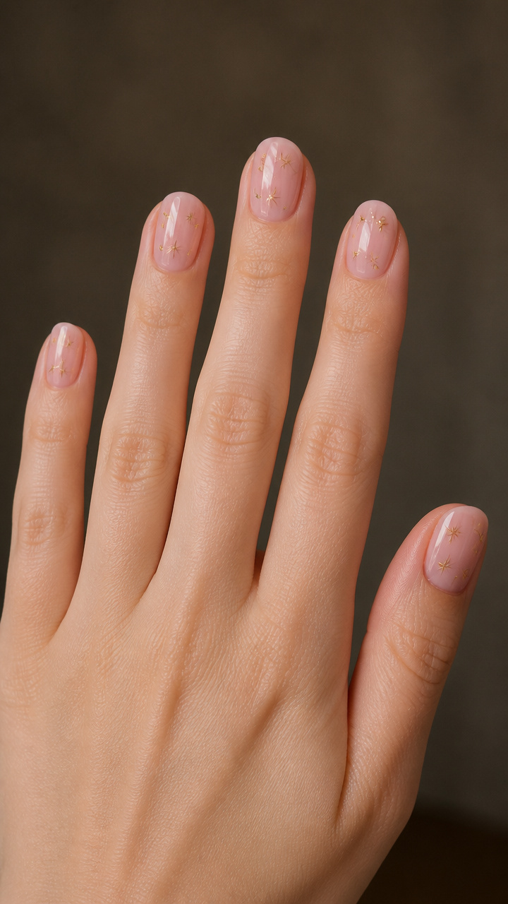 Sheer Pinkie Beans with Tiny Gold Dots