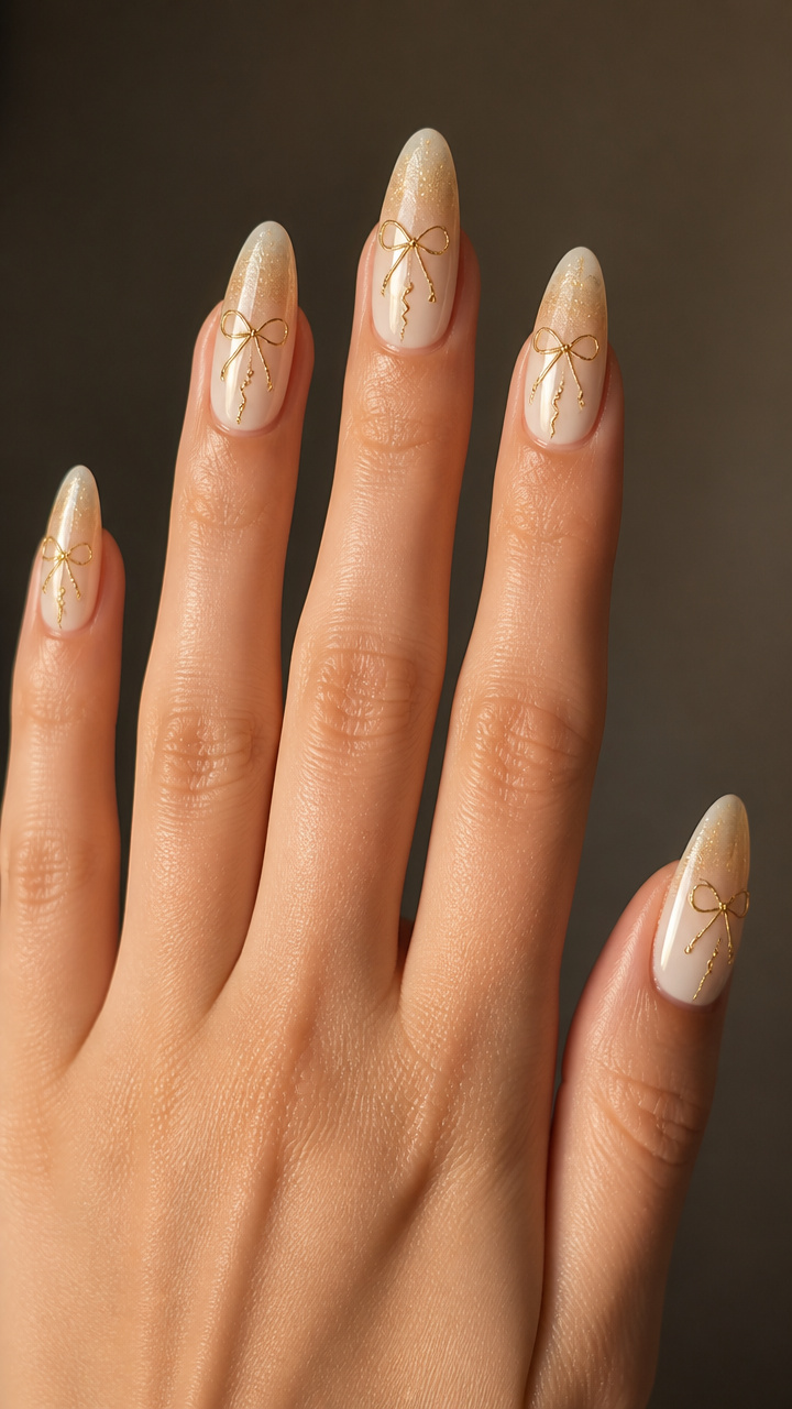 Ivory Ombré with Gold Thread Bows