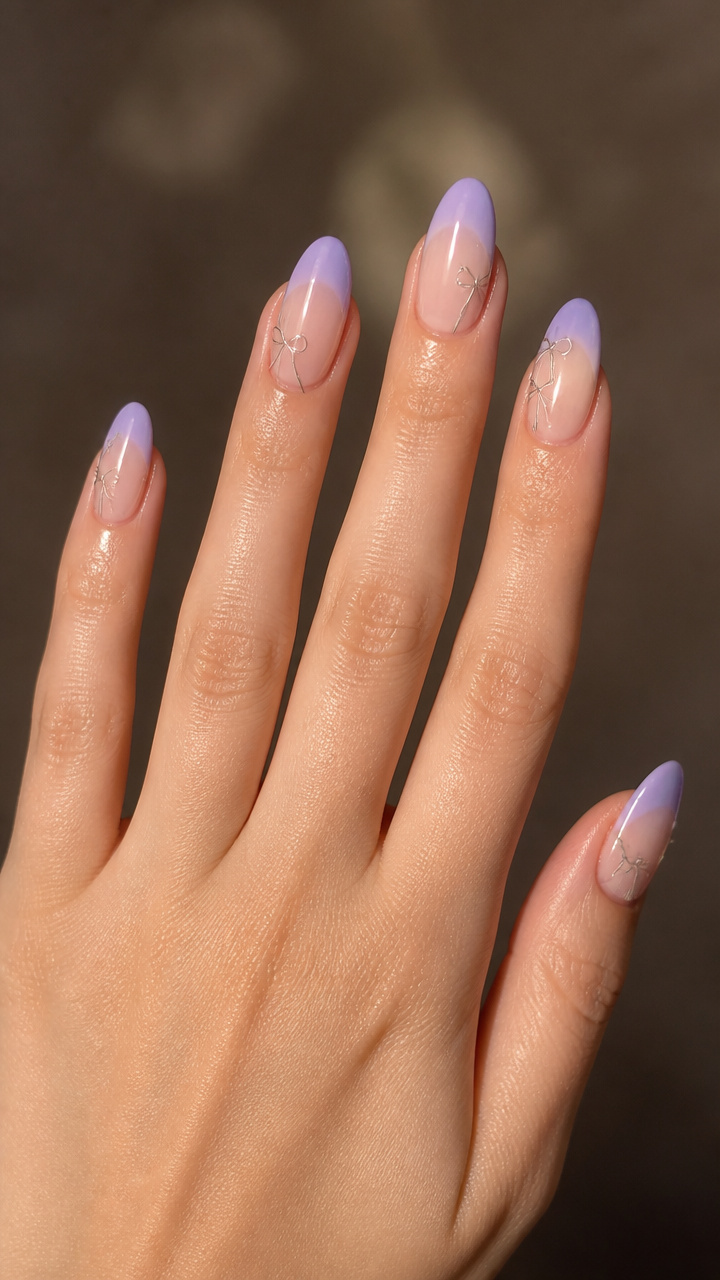 Lavender Sheer Tips with Bow Accents