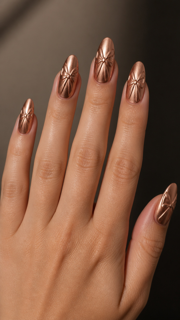 Rose Gold Chrome with Embossed Bow Texture