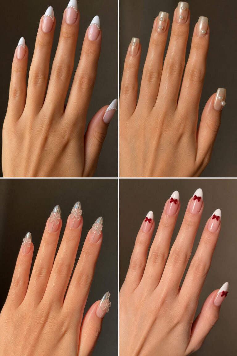 16 Pearl and Bow Nails for a Coquette New Year’s Eve