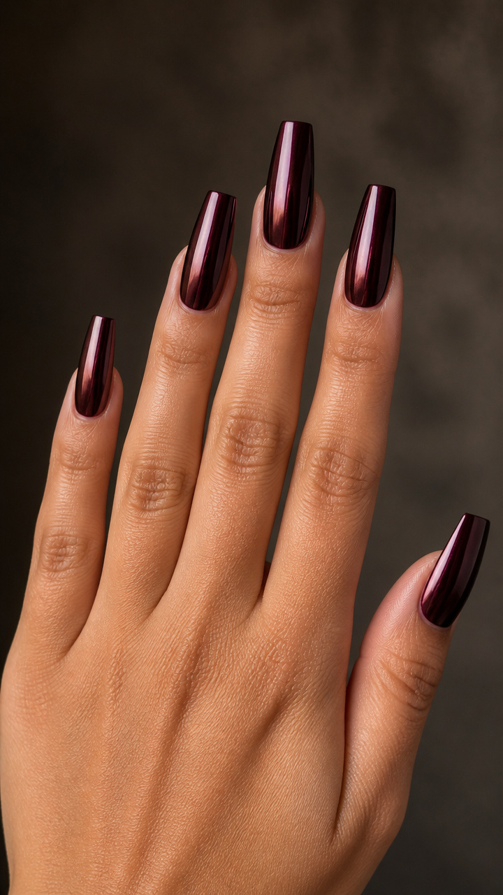 Deep Wine Chrome Coffin Tips