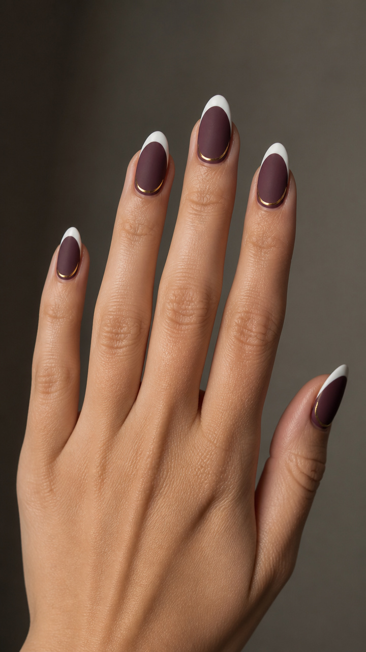 Matte Plum French with Gold Accents