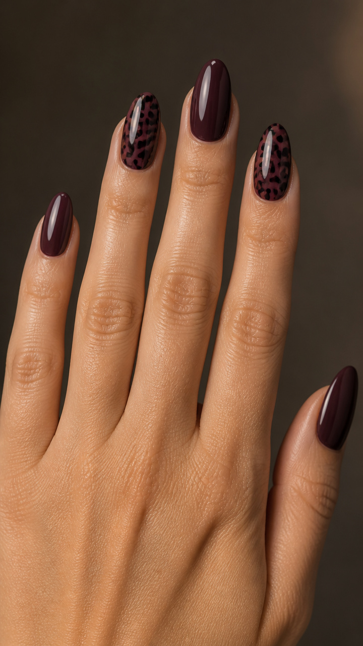 Dark Plum Leopard Print Accent