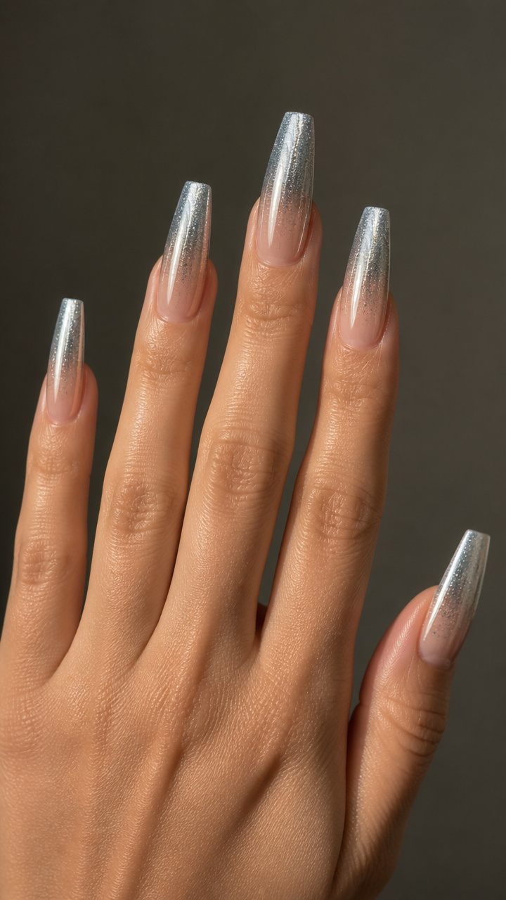 Glacial Chrome Ombré on Square Stilettos