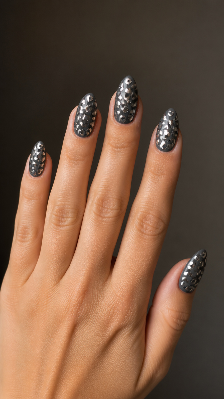 Silver Chrome Leopard Print