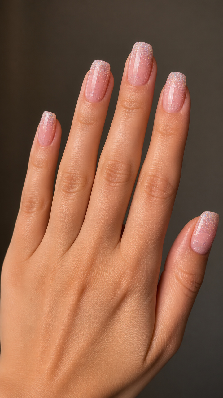 Blush Ombré with Micro Glitter Fade