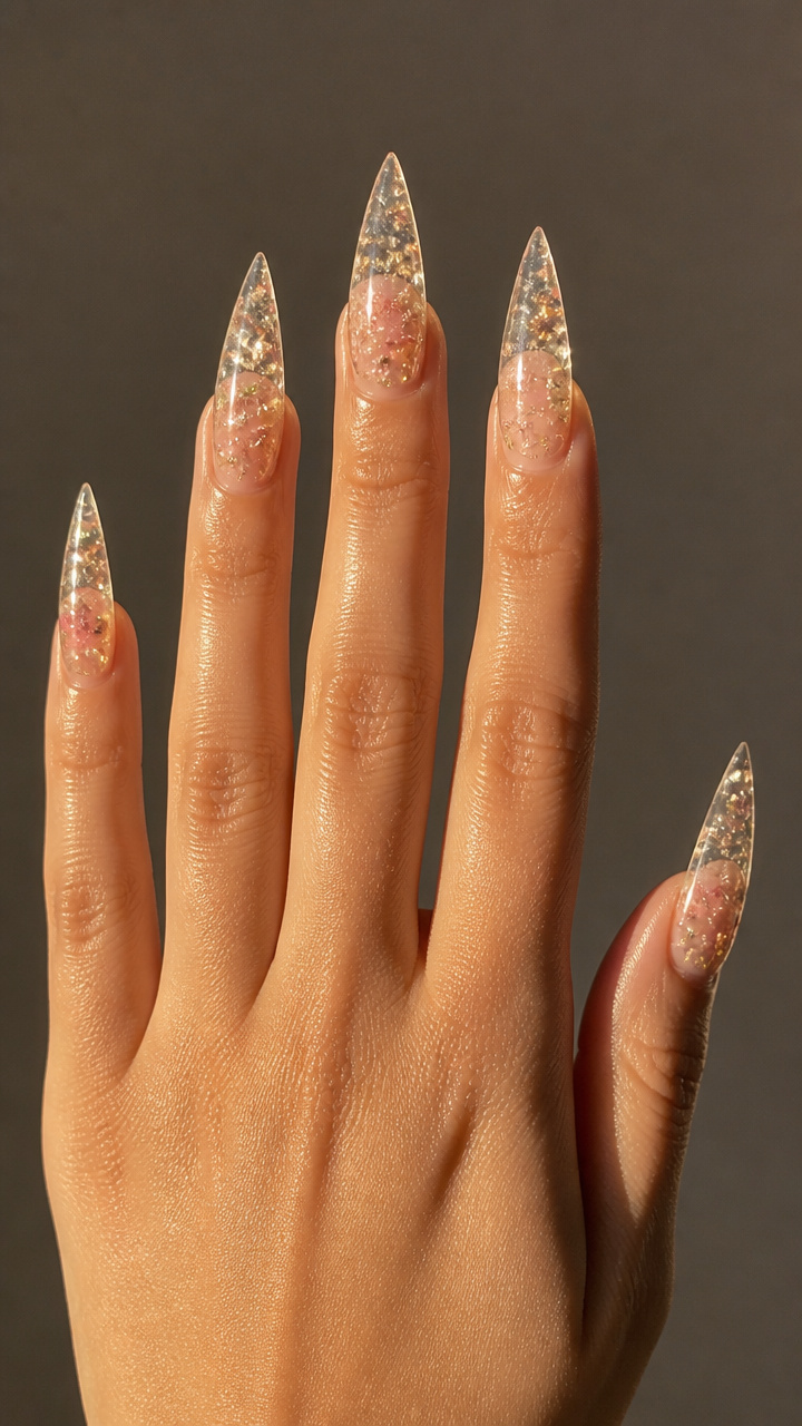 Champagne Sky Glass Nails