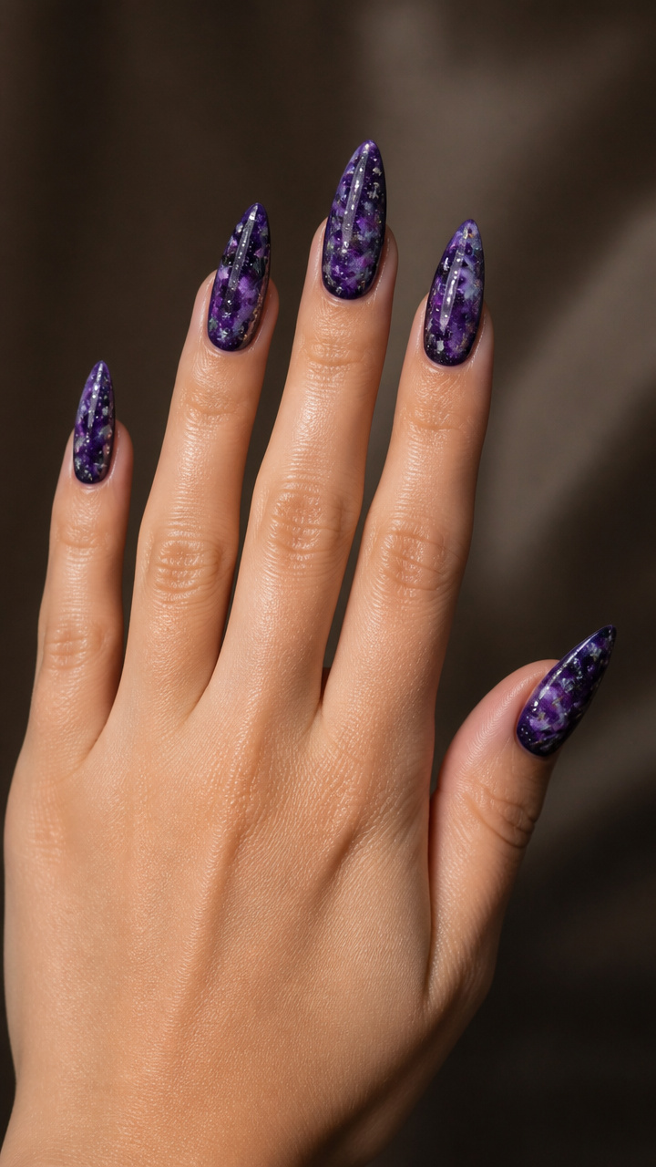 Purple Galaxy Swirl with Star Confetti