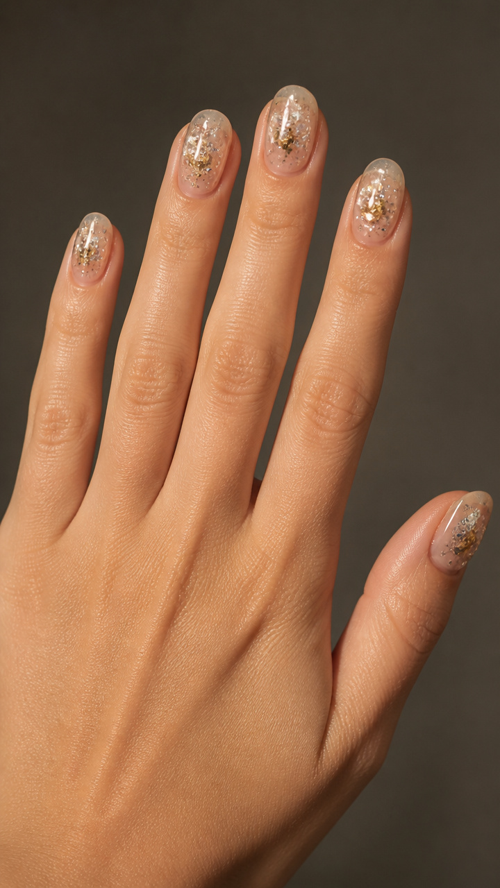 Clear Tips with Suspended Glitter Clouds
