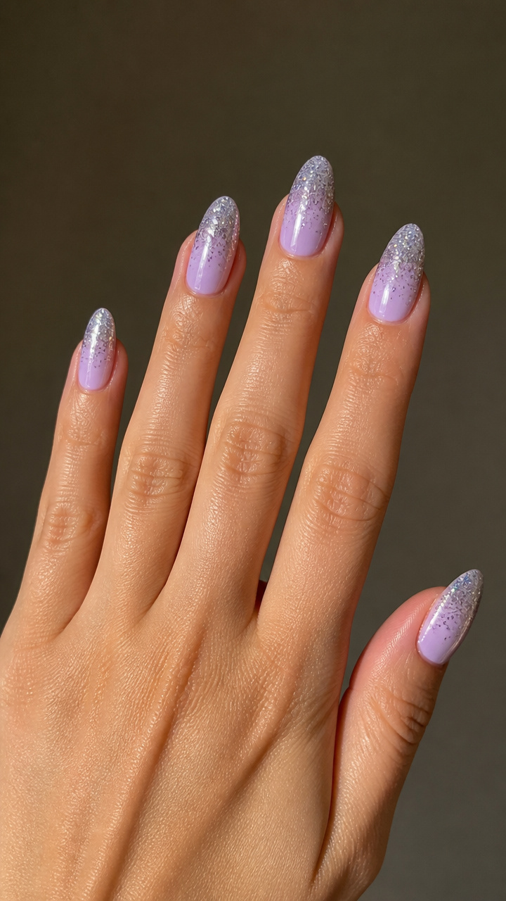 Frosted Lilac Glitter Gradient