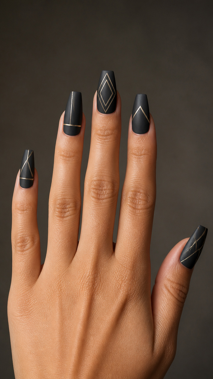 Charcoal Gray Matte with Metallic Line Art