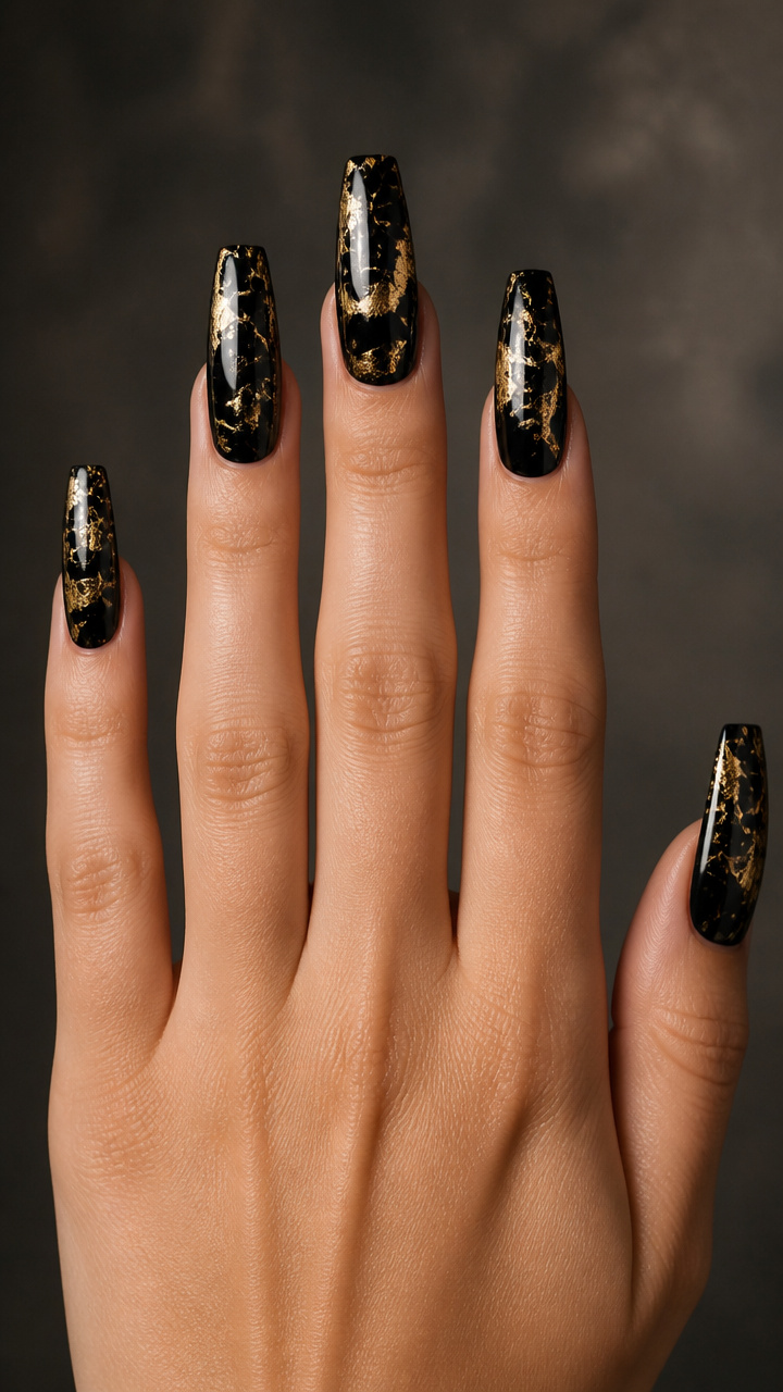 Gold Foil Crackle Over Black Base