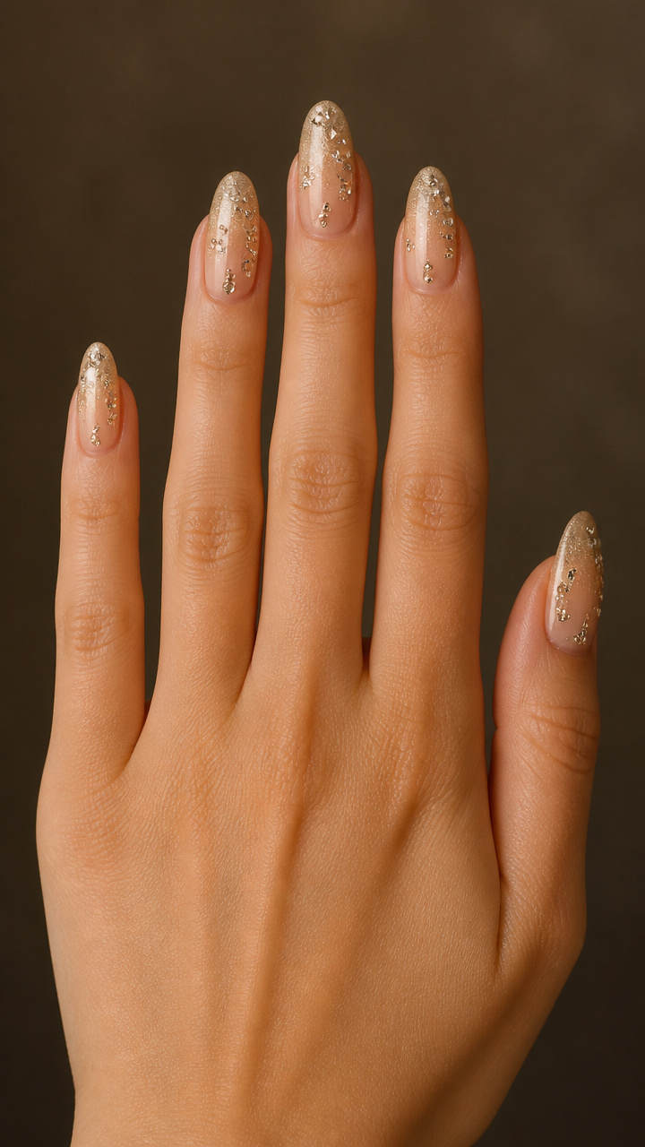 Champagne Ombré with Floating Rhinestones