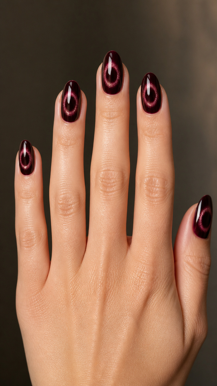 Black Cherry Gel with Magnetic Cat Eye Ring