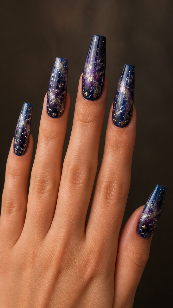 Galaxy Night Sky with Star Foils