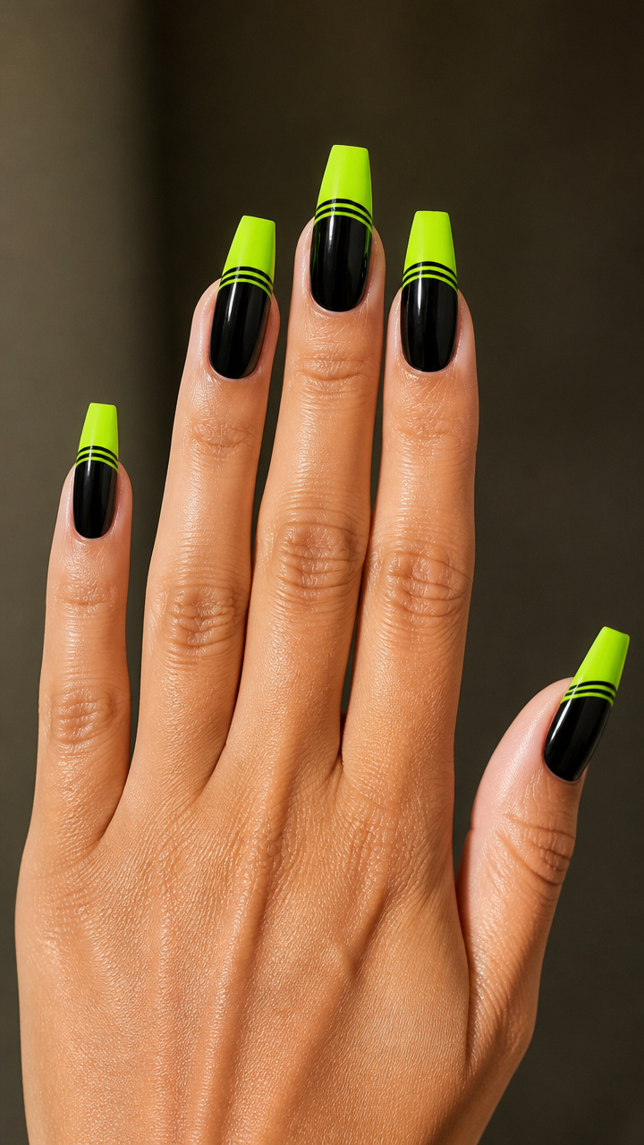 Electric Lime Tips with Black Stripes