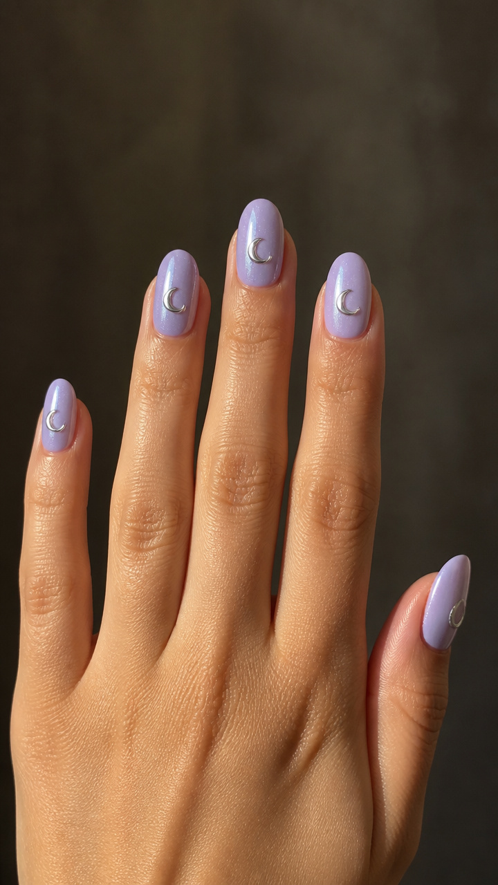 Icy Lavender with Chrome Moon Accents