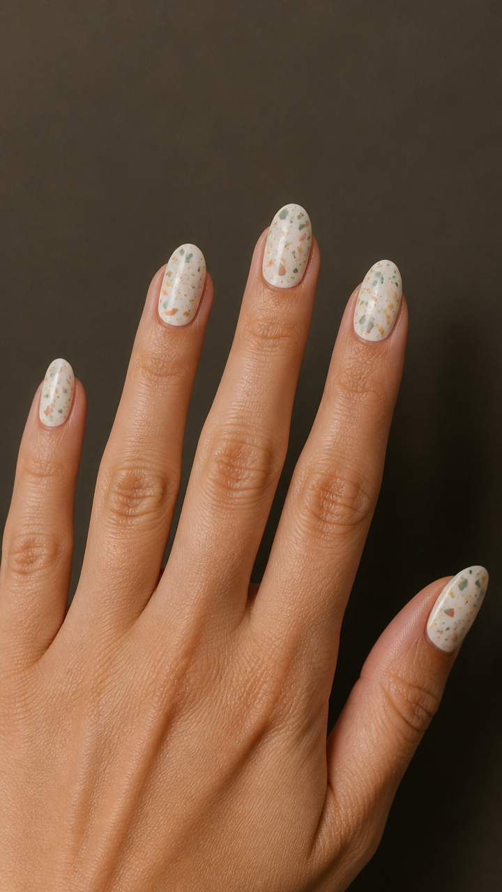 Terrazzo-Inspired Nails with Color Chips