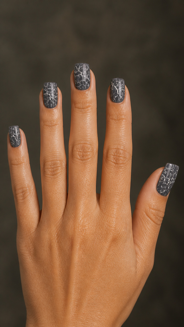 White Crackle Over Smoky Grey Base