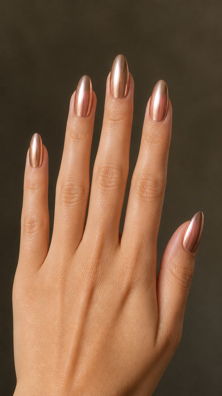 Chrome-Dipped Almond in Rose Gold Shift