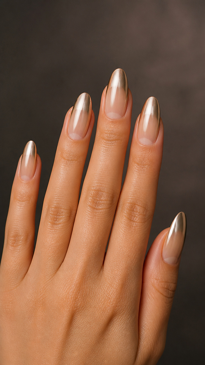 Chrome Ombre Tips with Bare Cuticles