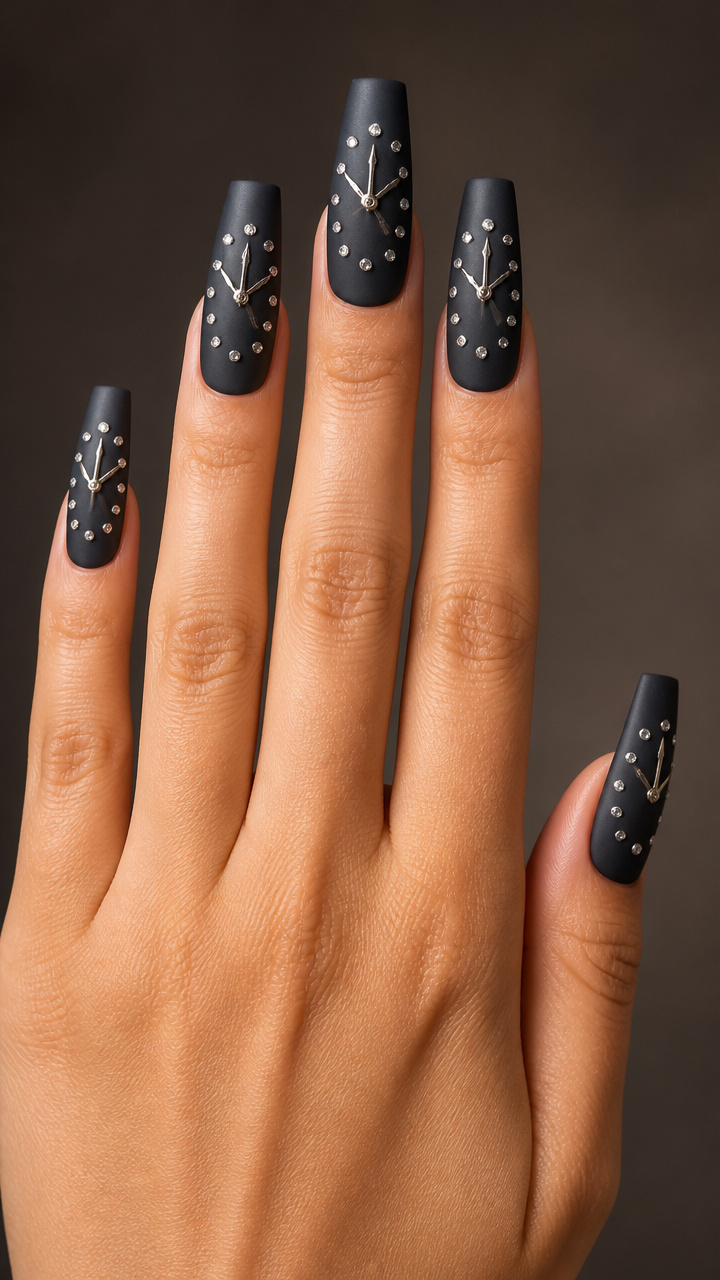 Coffin Nails with Diamond Hour Markers