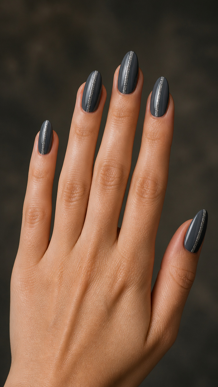 Charcoal Gray with Silver Micro Glitter Inlay