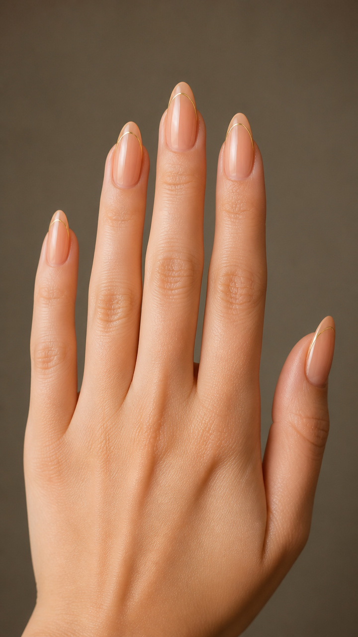 Peach Sheer with Gold Tip Outline