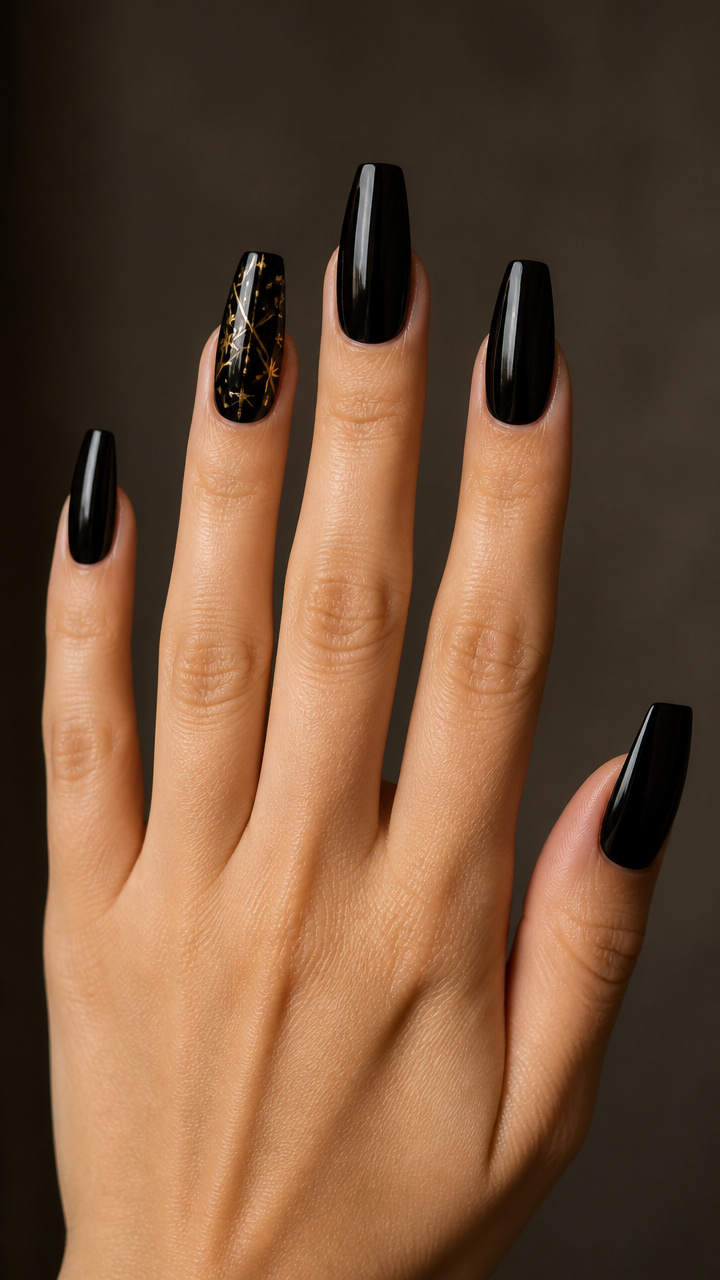 Black and Gold Accented Coffins