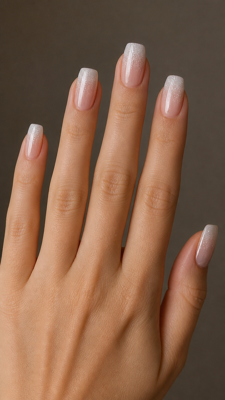 White Shimmer Ombre Tips