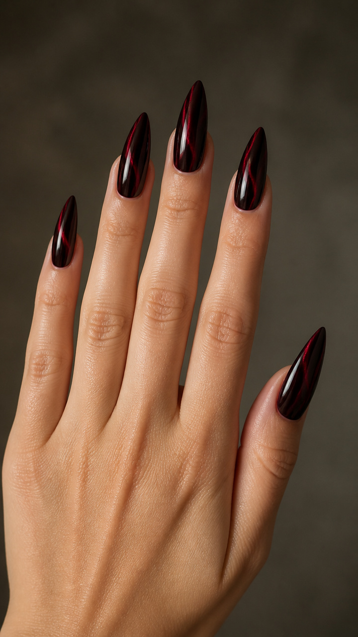 Black Cherry Velvet with Double Red Pulse Lines