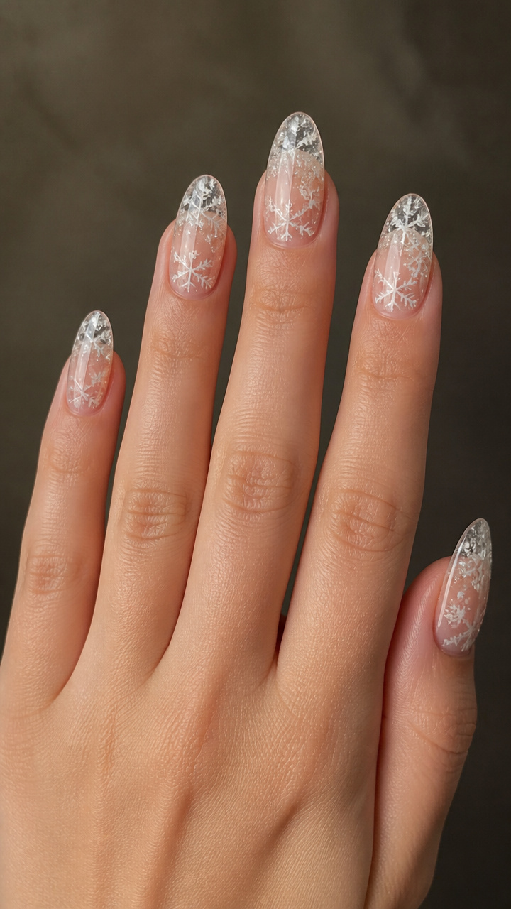 Icy Clear Tips with Real Pressed Snowflakes