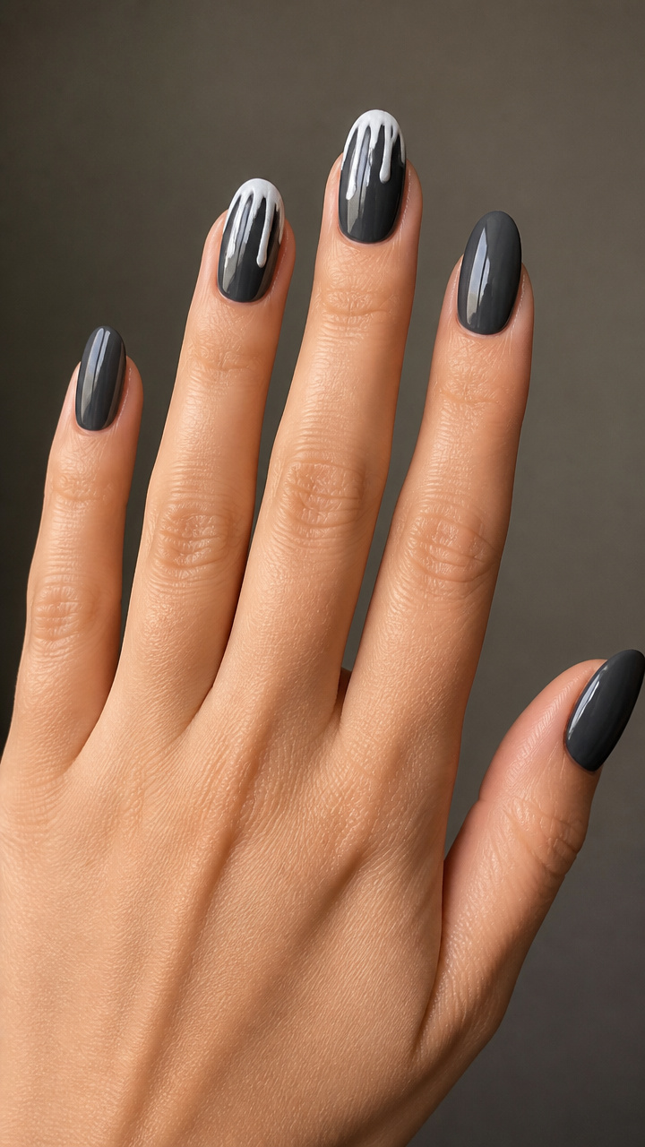 Charcoal Gray with Hand-Painted Icicle Drips