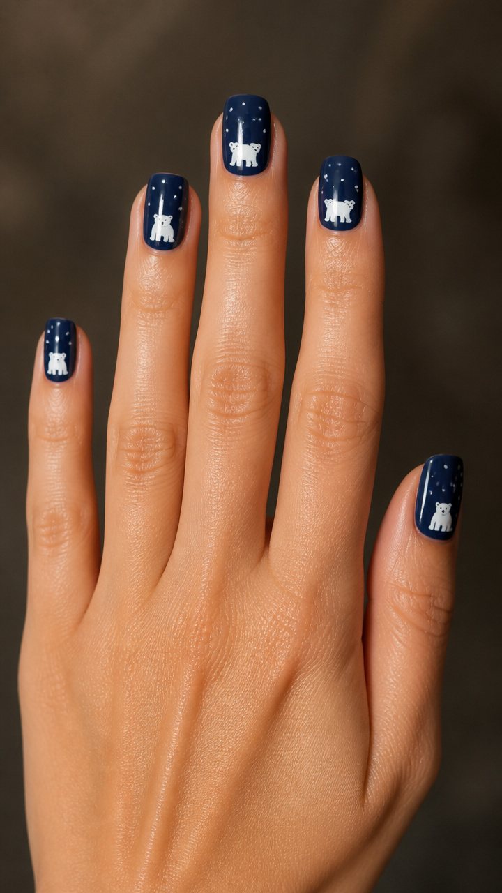 Navy Blue Base with Tiny Polar Bear Decals