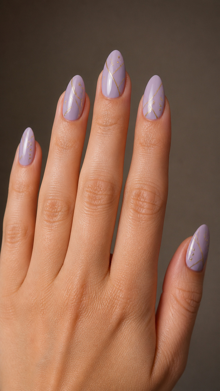 Pale Lavender with Minimalist Gold Line Art